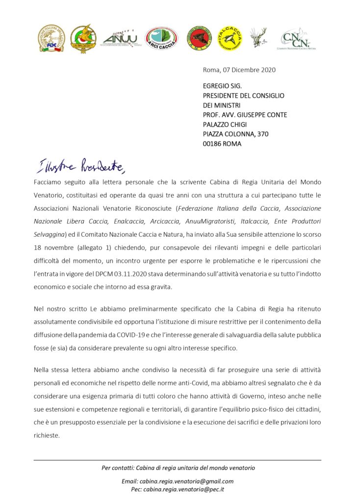 91 lettera al Presidente Consiglio CONTE dicembre 2020 page 0001 724x1024