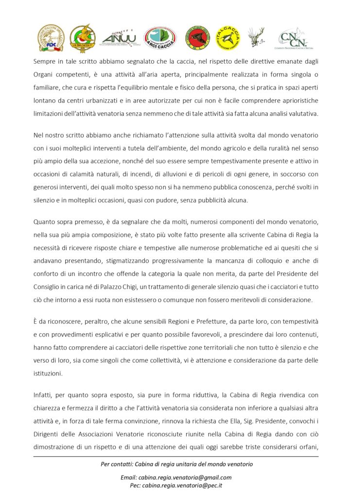 91 lettera al Presidente Consiglio CONTE dicembre 2020 page 0002 724x1024