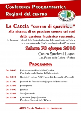 Sabato 30 l'Arci Caccia celebra la Conferenza Programmatica del Centro Italia