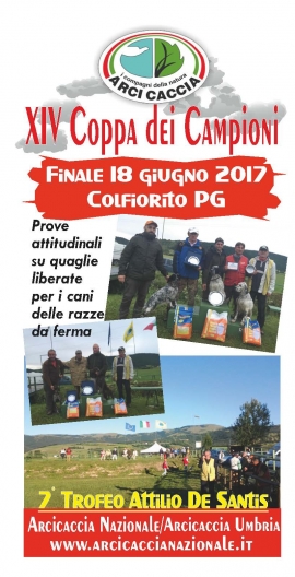 Arci Caccia: A Colfiorito il 18 Giugno 2017 XIV Coppa dei Campioni